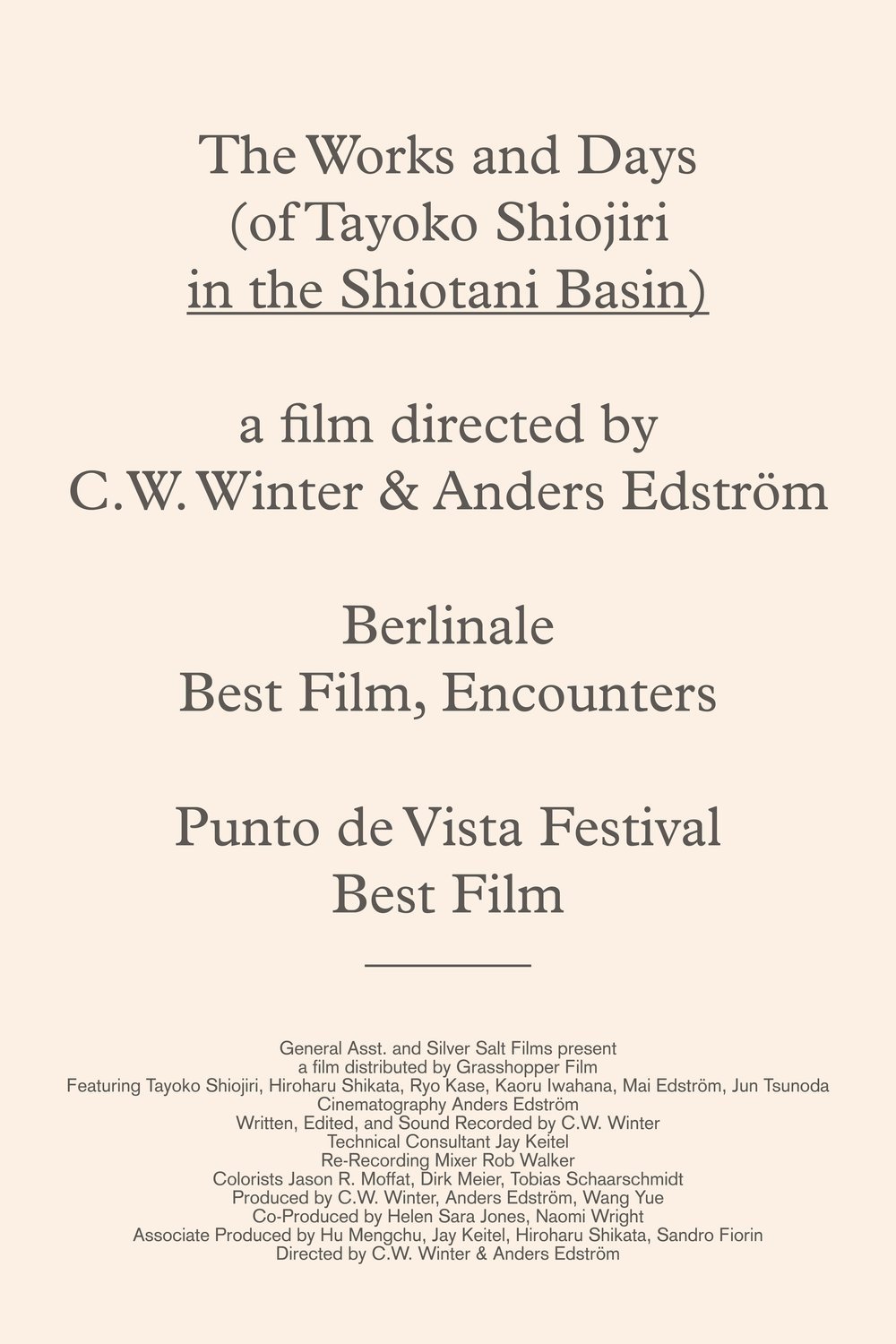 L'affiche du film The Works and Days, of Tayoko Shiojiri in the Shiotani Basin