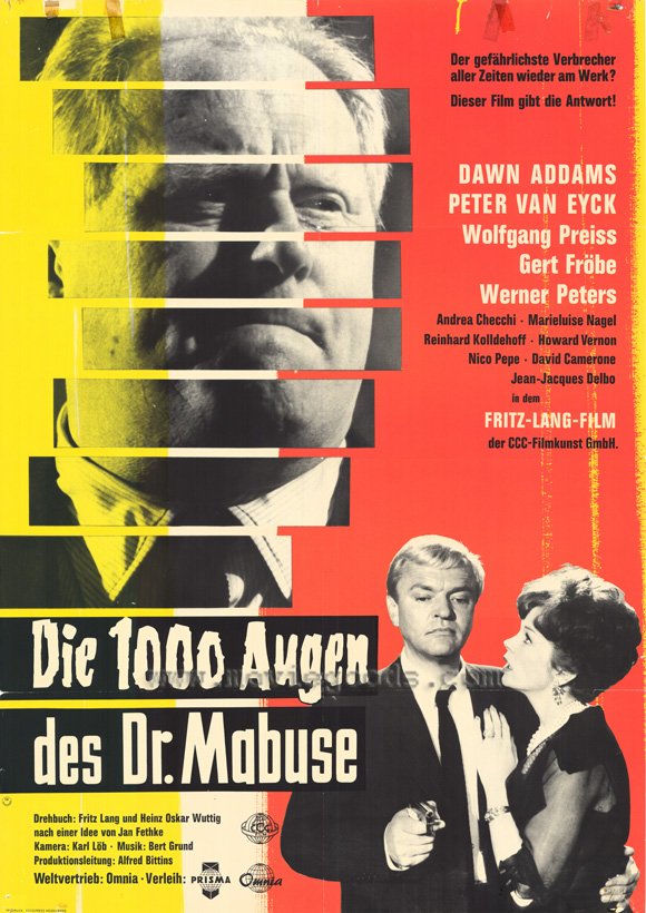 L'affiche originale du film The 1000 Eyes of Dr. Mabuse en allemand