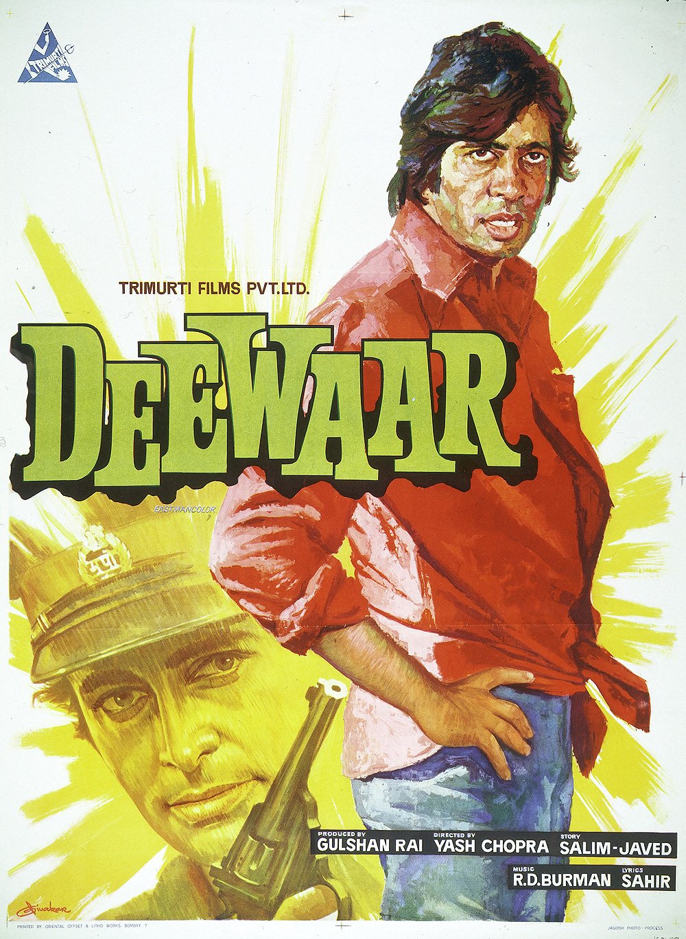 L'affiche originale du film Deewaar en Hindi