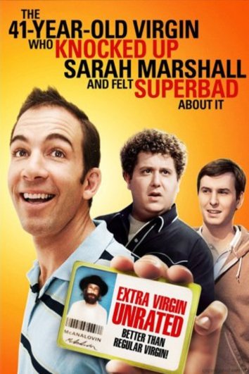 L'affiche du film The 41-Year-Old Virgin Who Knocked Up Sarah Marshall and Felt Superbad About It