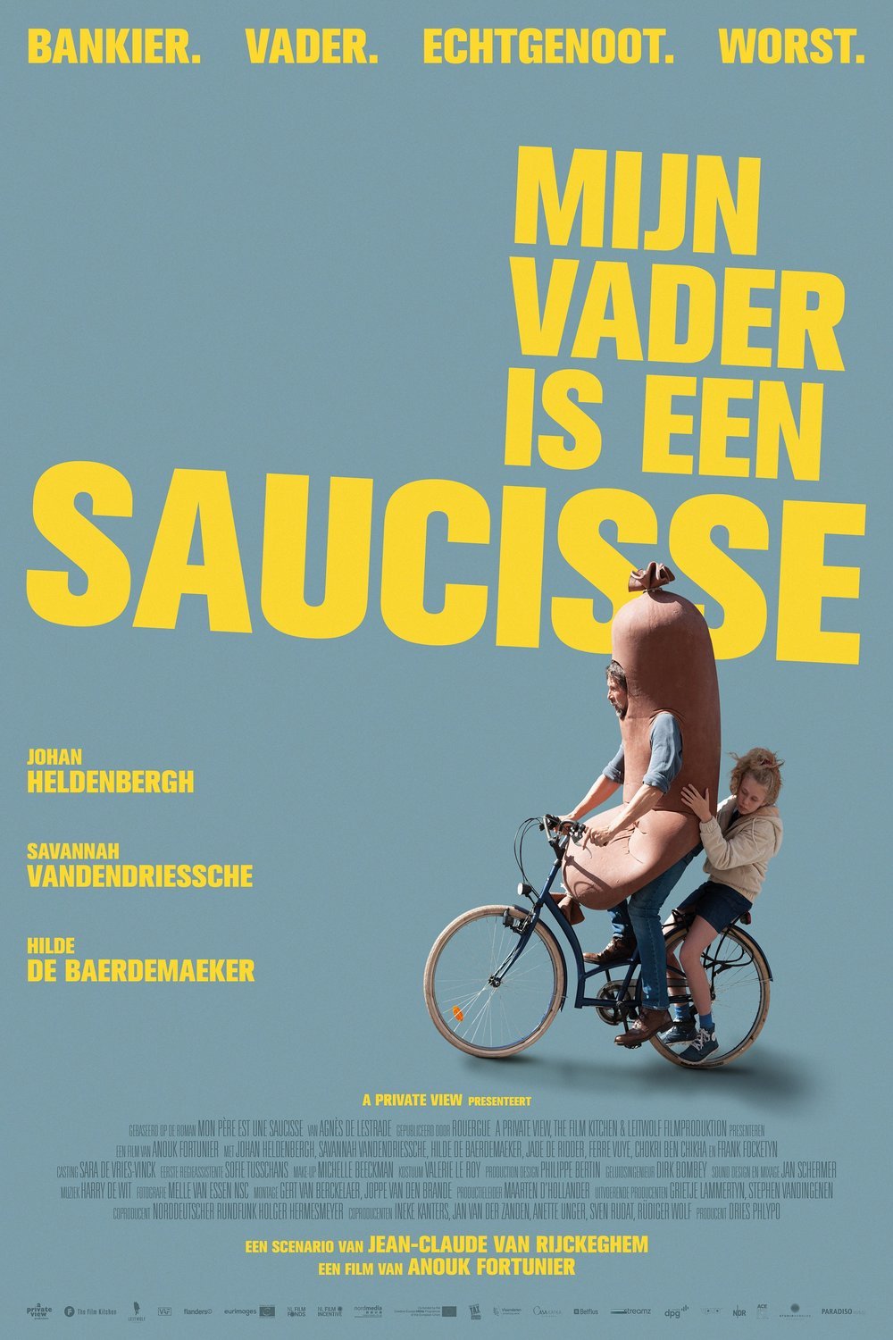 Flemish poster of the movie Mijn vader is een saucisse