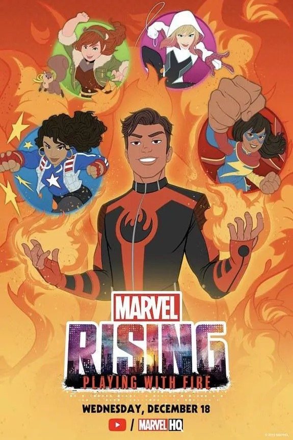 L'affiche originale du film Marvel Rising: Playing with Fire en anglais