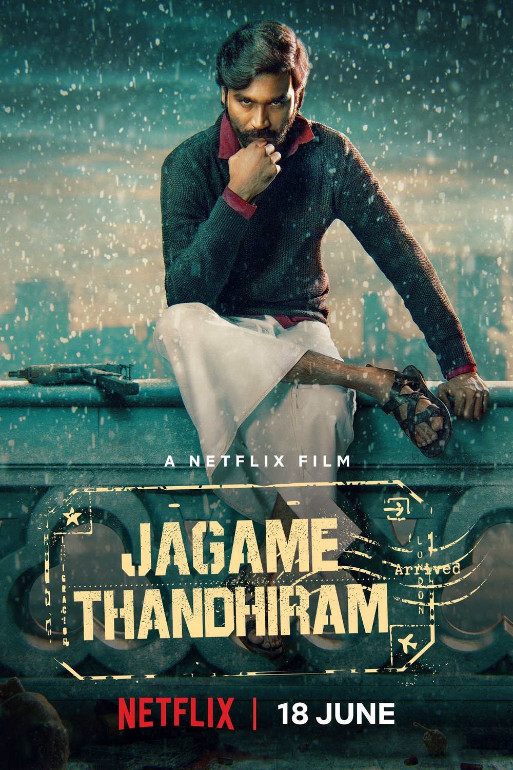 L'affiche originale du film Jagame Thandhiram en Tamoul