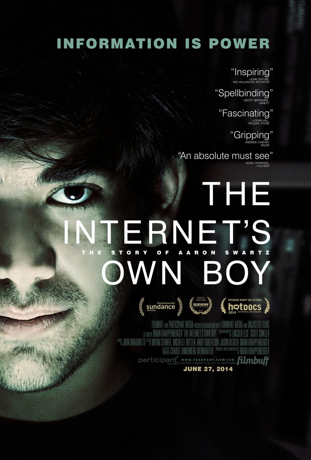 L'affiche du film The Internet's Own Boy: The Story of Aaron Swartz
