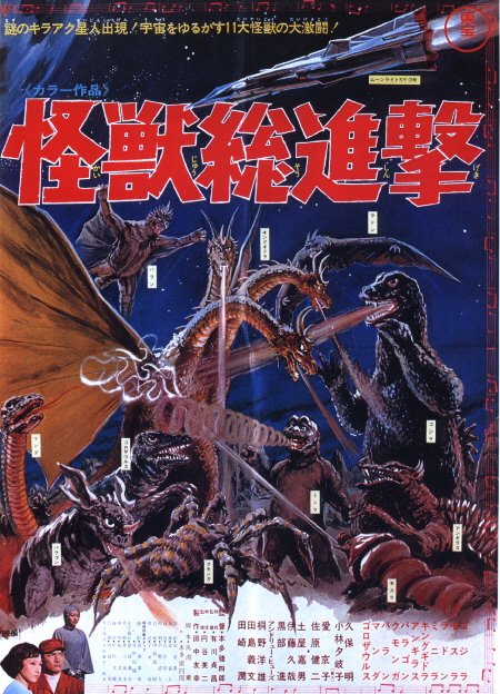L'affiche originale du film Kaijû sôshingeki en japonais