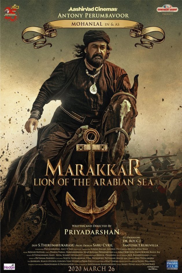 Malayalam poster of the movie Marakkar: Arabikkadalinte Simham