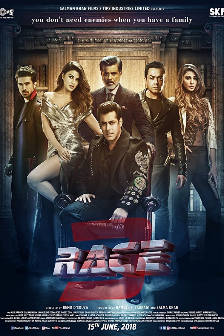 L'affiche originale du film Race 3 en Hindi
