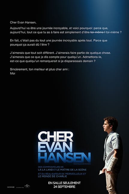 L'affiche du film Cher Evan Hansen