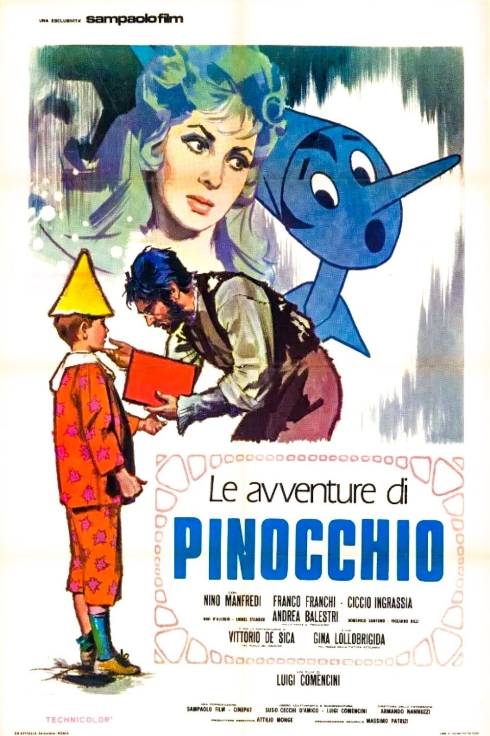 L'affiche originale du film The Adventures of Pinocchio en italien