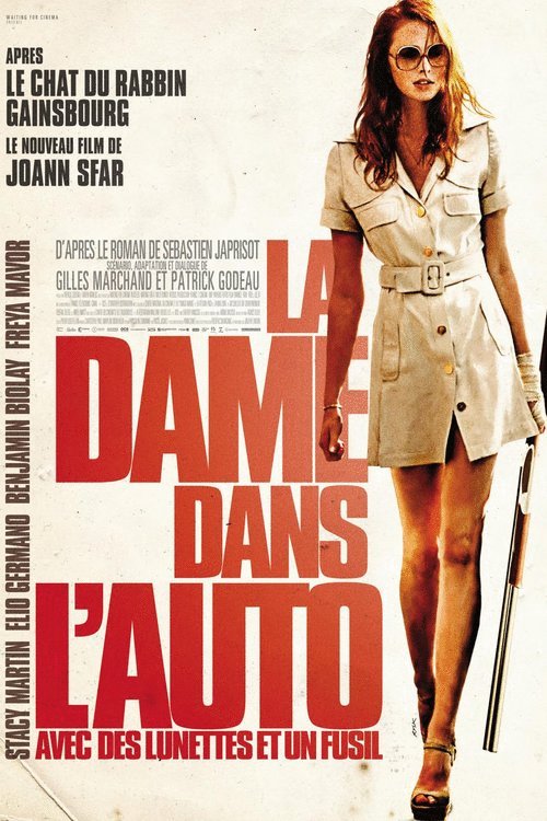 L'affiche du film La Dame dans l'auto avec des lunettes et un fusil