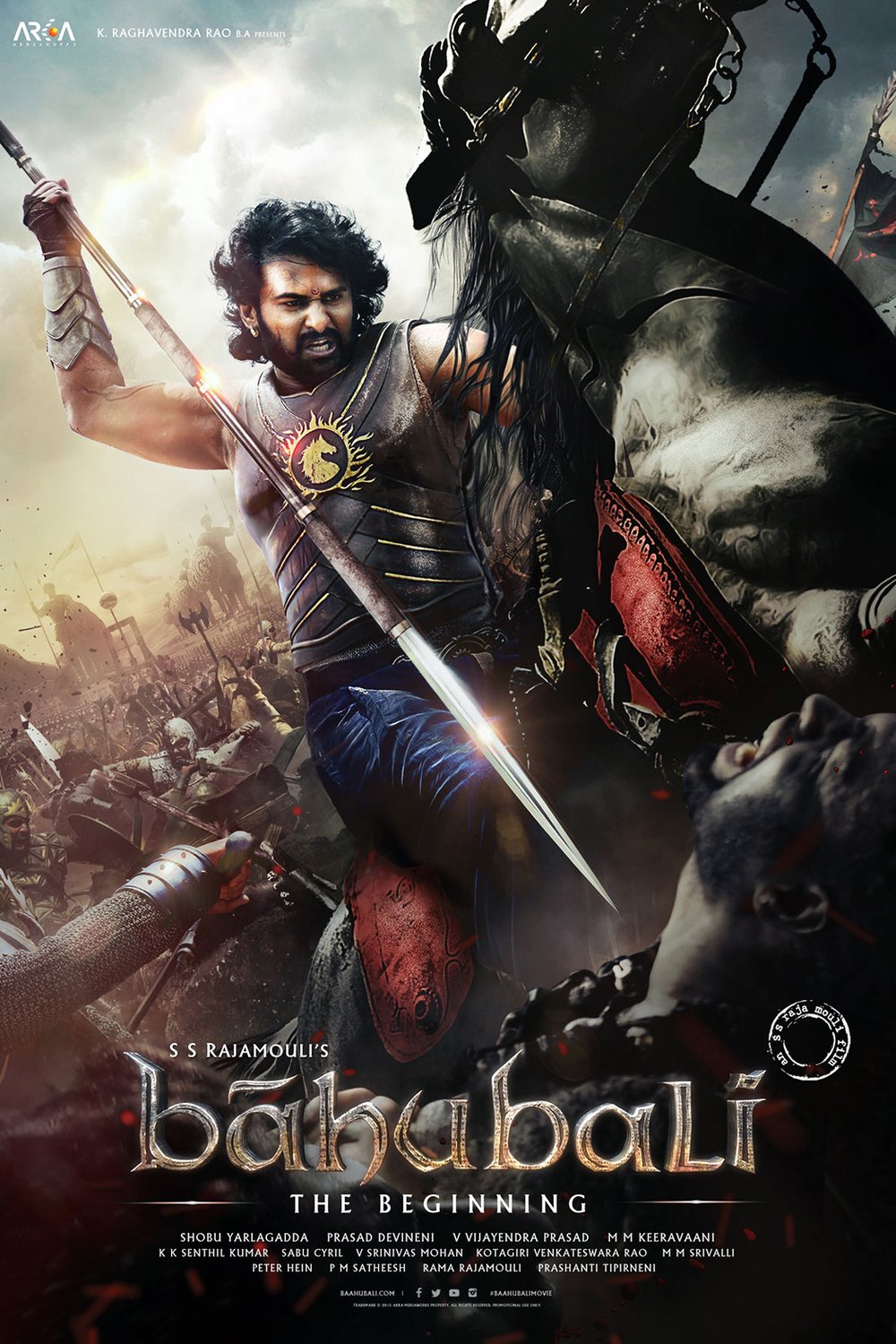L'affiche originale du film Baahubali: The Beginning en Telugu