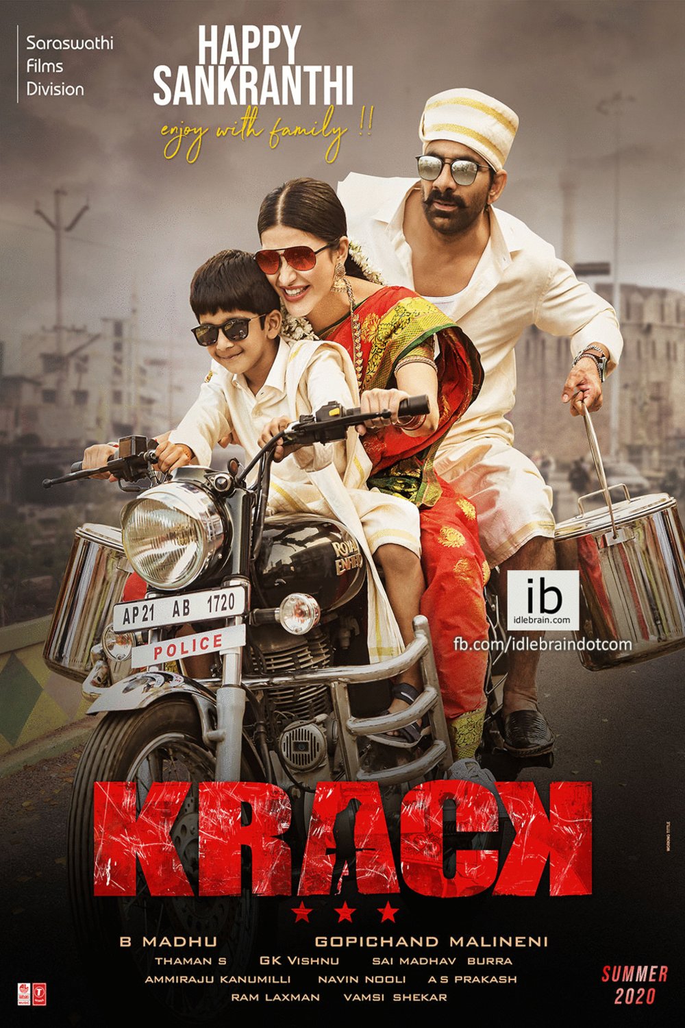 Telugu poster of the movie Krack