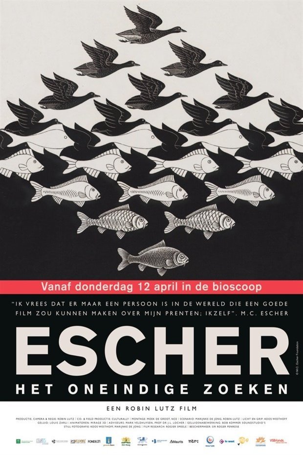 Dutch poster of the movie Escher: Het Oneindige Zoeken