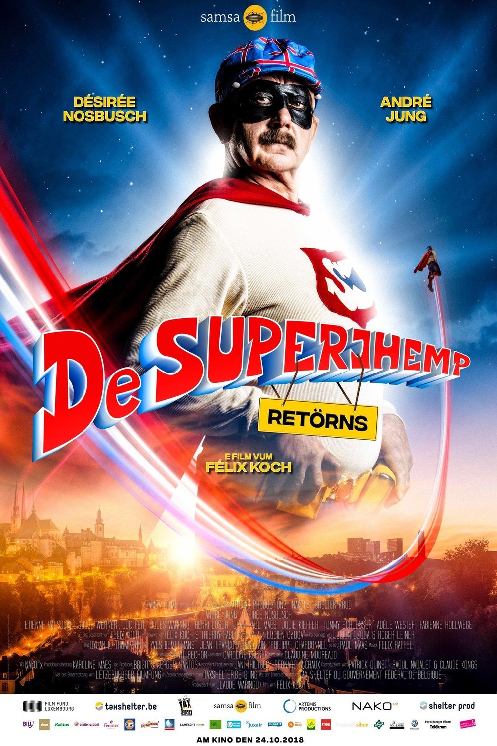 L'affiche originale du film Superchamp Returns en Luxembourgeois